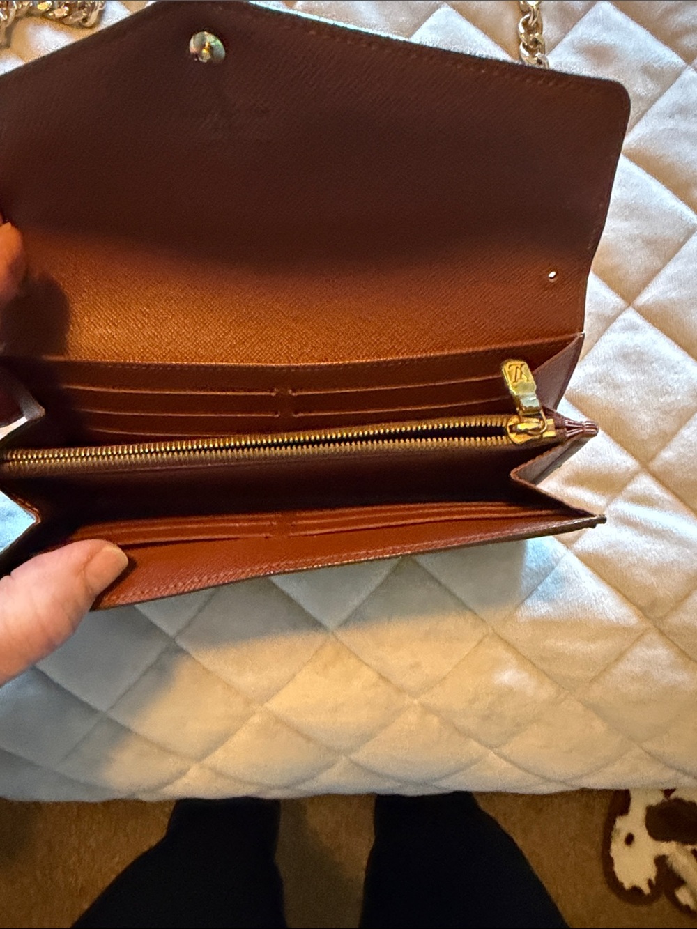 Louis Vuitton Brown Monogram Chain Crossbody Wallet with Gold Hardware - Picture 5 of 7